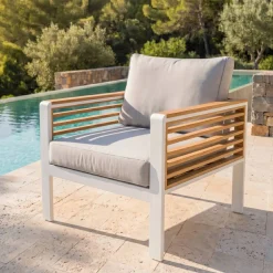 Salotto da giardino Bali Bianco/Grigio chiaro - 5 posti