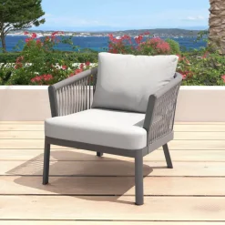 Salotto da giardino in alluminio 7 posti 5 pezzi Amalfi Grigio antracite e grigio chiaro