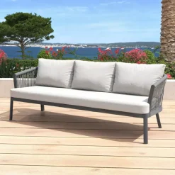 Salotto da giardino in alluminio 7 posti 5 pezzi Amalfi Grigio antracite e grigio chiaro