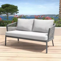 Salotto da giardino in alluminio 7 posti 5 pezzi Amalfi Grigio antracite e grigio chiaro