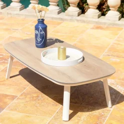 Salotto da giardino in alluminio 5 posti 4 pezzi Amalfi Bianco e beige