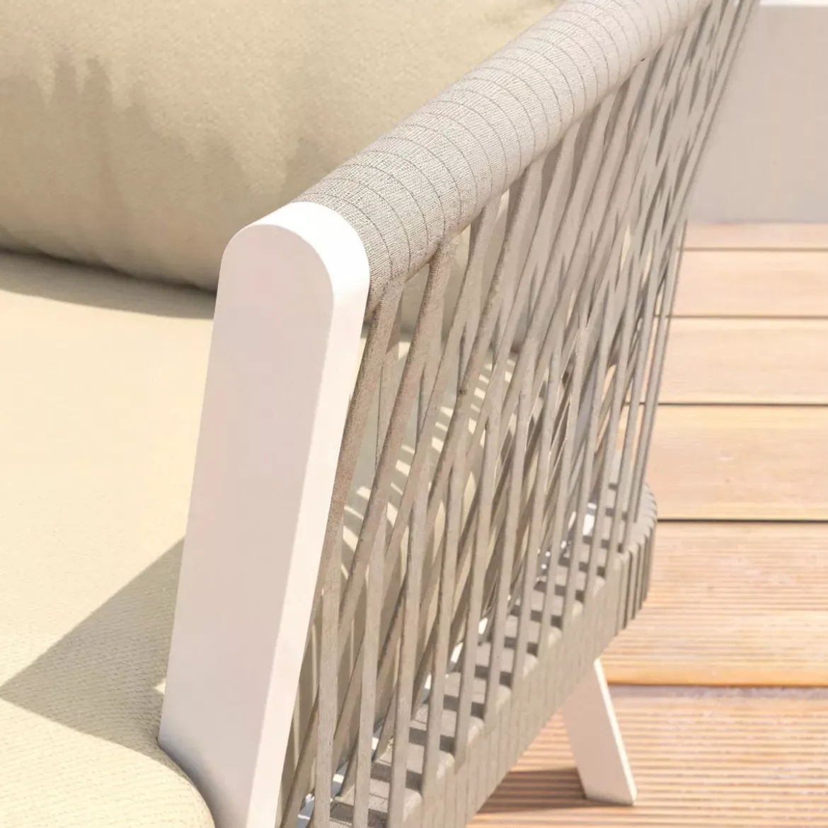 Salotto da giardino in alluminio 5 posti 4 pezzi Amalfi Bianco e beige
