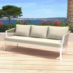Salotto da giardino in alluminio 5 posti 4 pezzi Amalfi Bianco e beige