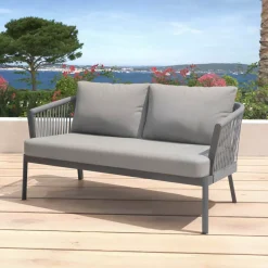 Salotto da giardino in alluminio 4 posti 4 pezzi Amalfi Grigio antracite