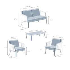 Salotto da giardino in alluminio 4 posti 4 pezzi Amalfi Grigio antracite