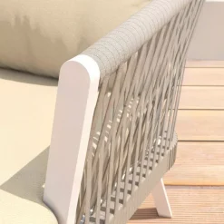 Salotto da giardino in alluminio 4 posti 4 pezzi Amalfi Bianco e beige