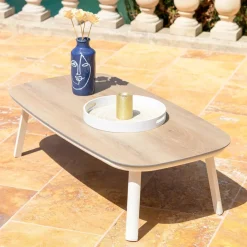 Salotto da giardino in alluminio 7 posti 5 pezzi Amalfi Bianco e tortora