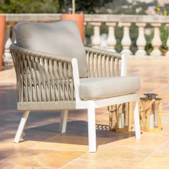 Salotto da giardino in alluminio 2 posti 3 pezzi Amalfi Bianco e tortora