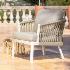 Salotto da giardino in alluminio 4 posti 4 pezzi Amalfi Bianco e tortora