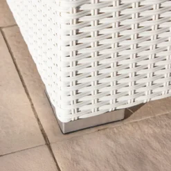 Salotto da giardino in resina intrecciata 9 posti 9 pezzi Palma Bianco e beige