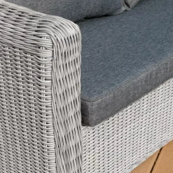 Salotto da giardino in resina intrecciata 4 posti 4 pezzi Calvi Grigio e grigio scuro