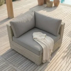 Salotto da giardino in resina intrecciata 5 posti 6 pezzi Palma Grigio e antracite