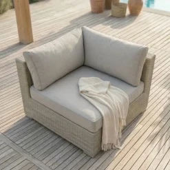 Salotto da giardino in resina intrecciata 9 posti 9 pezzi Palma Grigio e tortora