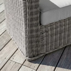 Salotto da giardino in resina intrecciata 4 posti 4 pezzi Calvi Grigio e grigio chiaro