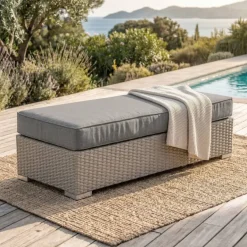 Salotto da giardino in resina intrecciata 9 posti 9 pezzi Palma Grigio e antracite