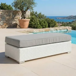 Salotto da giardino in resina intrecciata 9 posti 9 pezzi Palma Bianco e grigio