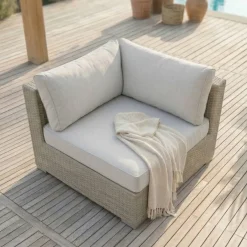 Salotto da giardino in resina intrecciata 4 posti 5 pezzi Palma Grigio