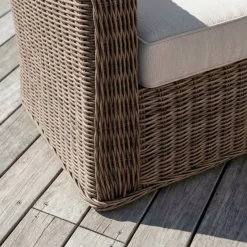 Salotto da giardino in resina intrecciata 5 posti 4 pezzi Calvi Seppia e tortora