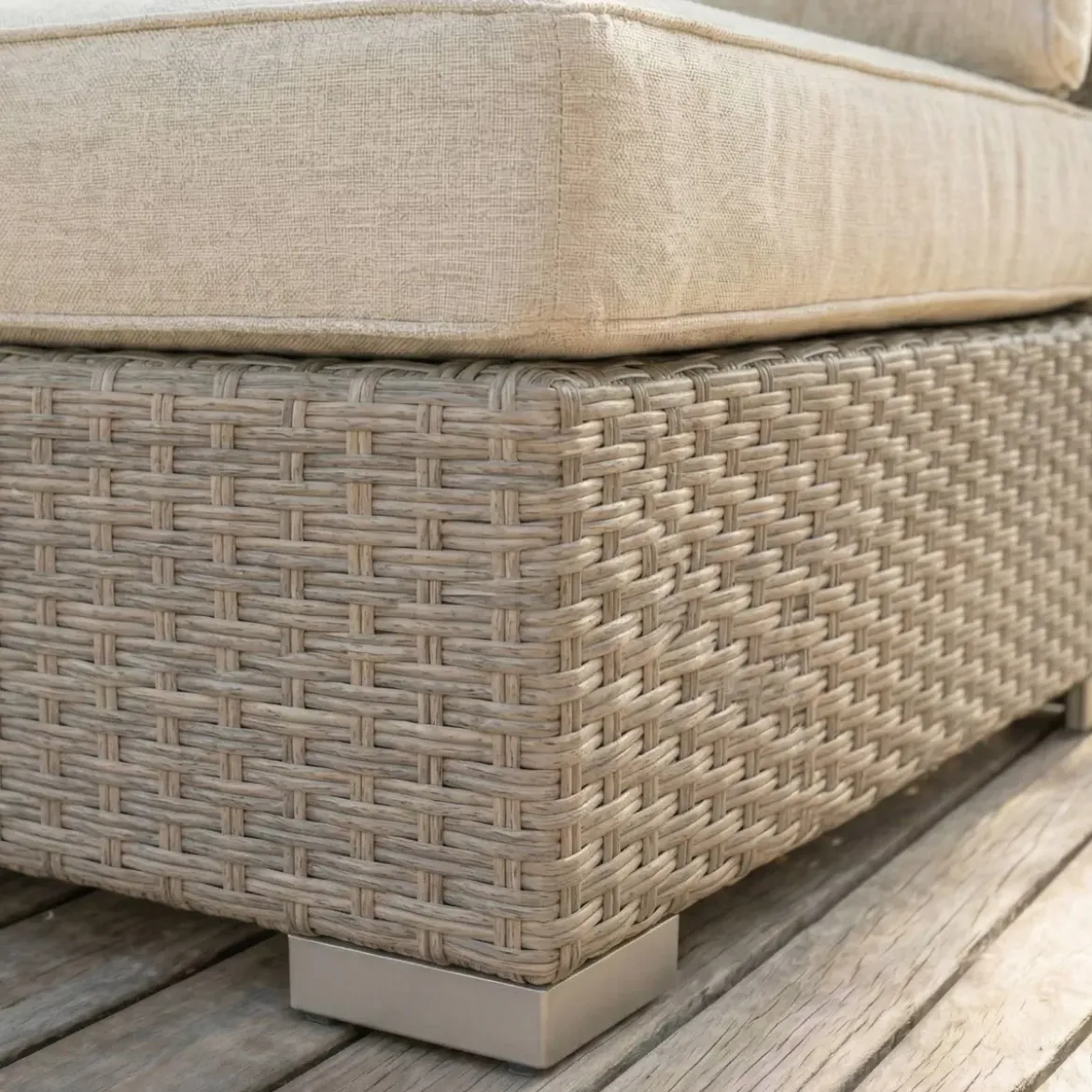 Salotto da giardino in resina intrecciata 9 posti 9 pezzi Palma Grigio e beige