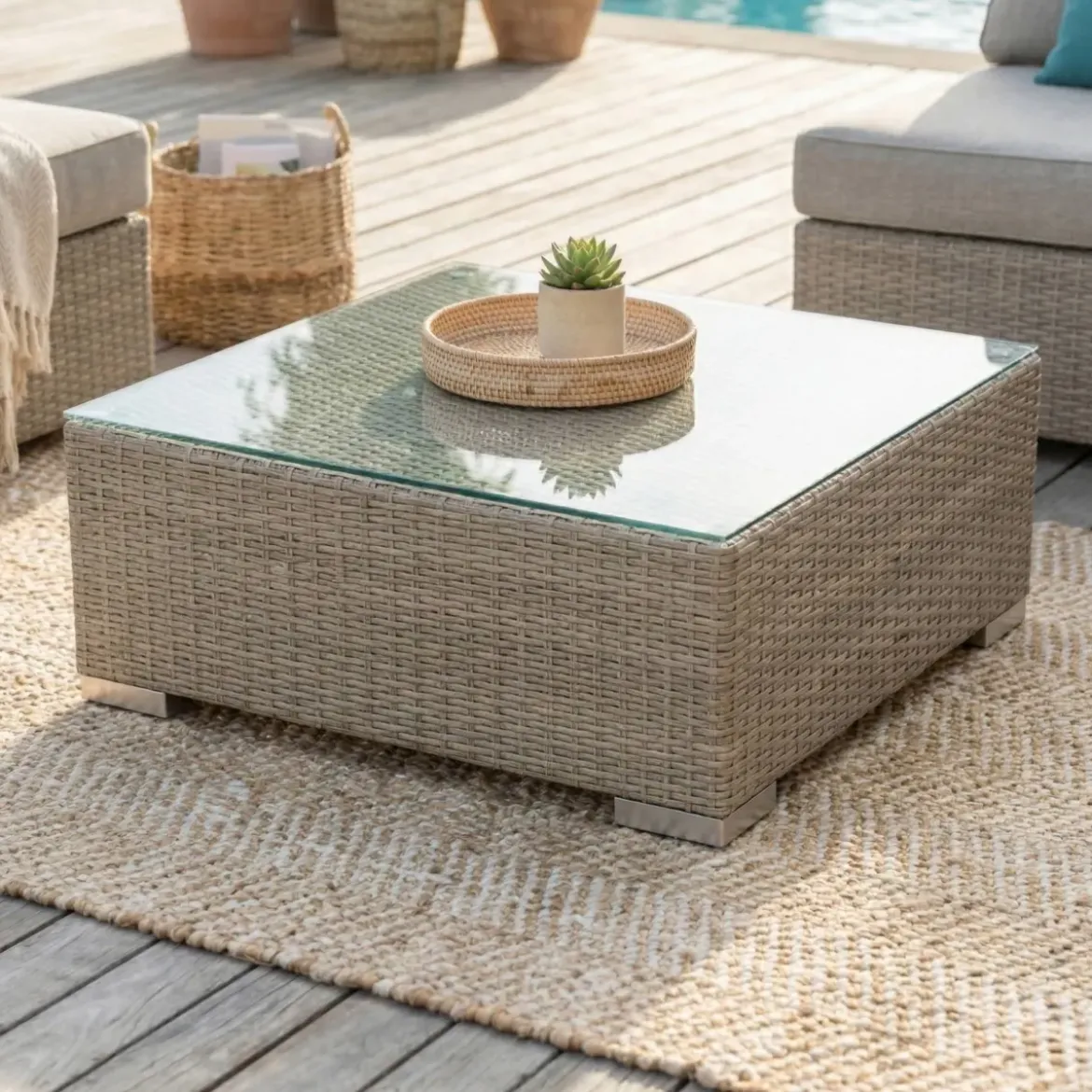 Salotto da giardino in resina intrecciata 2 posti 3 pezzi Palma Grigio e antracite