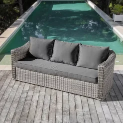 Salotto da giardino in resina intrecciata 5 posti 4 pezzi Calvi Grigio e grigio scuro