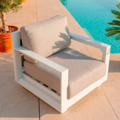 Salotto da giardino alluminio 5 posti 4 pezzi Elba Bianco e tortora