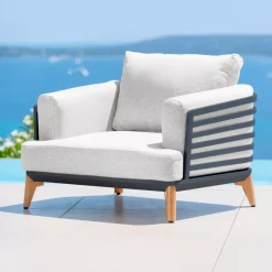 Salotto da giardino alluminio 5 posti 5 pezzi Monte Carlo Grigio antracite e grigio chiaro
