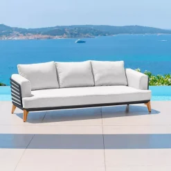 Salotto da giardino alluminio 5 posti 5 pezzi Monte Carlo Grigio antracite e grigio chiaro