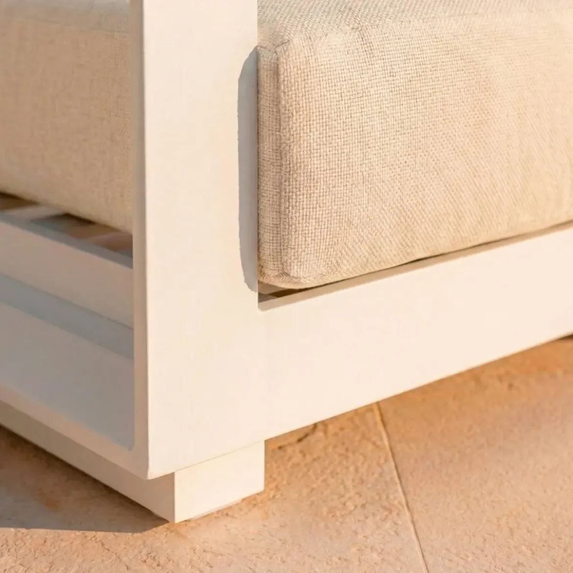 Salotto da giardino alluminio 4 posti 4 pezzi Elba Bianco e beige