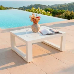 Salotto da giardino alluminio 4 posti 4 pezzi Elba Bianco e beige