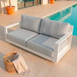 Salotto da giardino alluminio 4 posti 4 pezzi Elba Bianco e grigio chiaro
