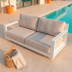 Salotto da giardino alluminio 4 posti 4 pezzi Elba Bianco e tortora