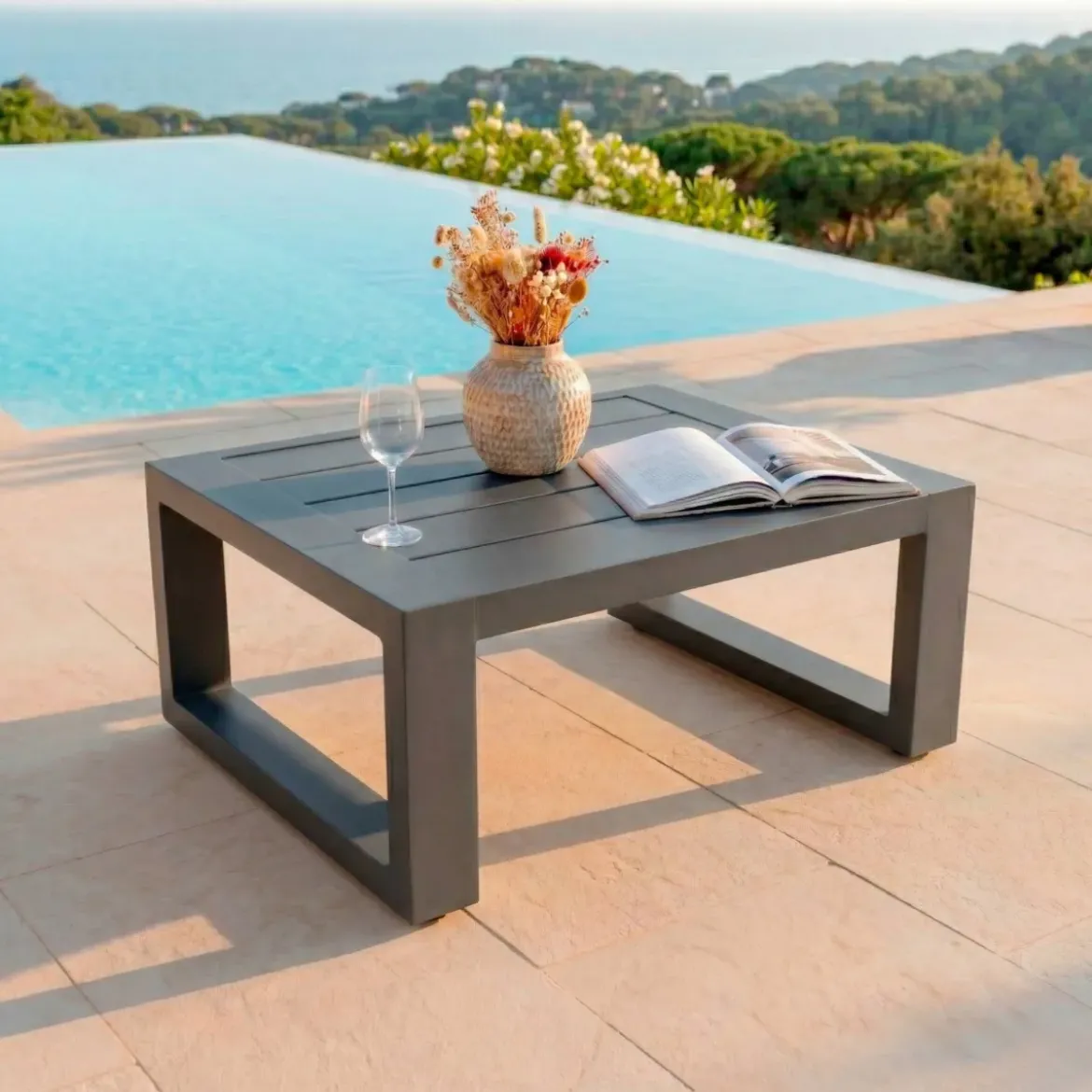 Salotto da giardino alluminio 4 posti 4 pezzi Elba Grigio antracite e grigio chiaro