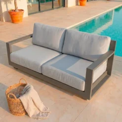 Salotto da giardino alluminio 4 posti 4 pezzi Elba Grigio antracite e grigio chiaro
