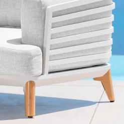 Salotto da giardino alluminio 4 posti 5 pezzi Monte Carlo Bianco e grigio chiaro