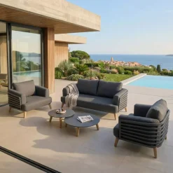 Salotto da giardino alluminio 4 posti 5 pezzi Monte Carlo Grigio antracite