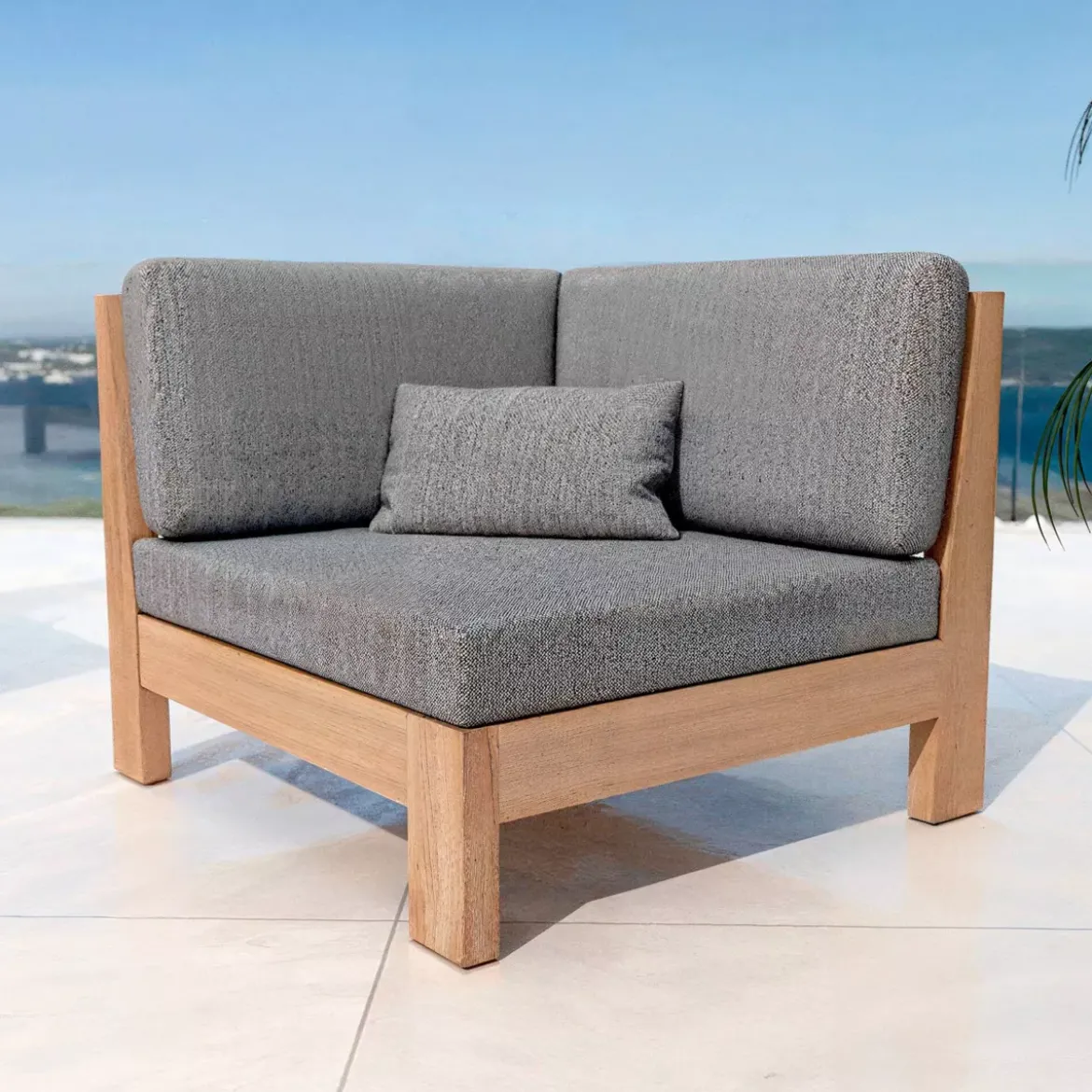 Salotto da giardino angolare in legno di acacia 7 posti 6 pezzi Bornéo Grigio antracite