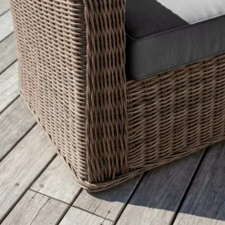 Salotto da giardino in resina intrecciata 5 posti 4 pezzi Calvi Seppia e grigio scuro