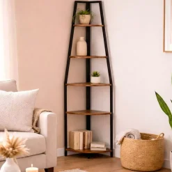 Scaffale angolare 5 livelli legno e metallo (170 cm) Elli Nero