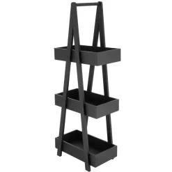 Scaffale in bambù 3 livelli (H80 cm) Piramide Nero