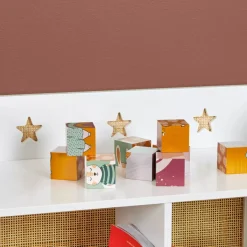 Scaffale portagiochi bambino legno 4 scomparti (H86 cm) Stars Bianco