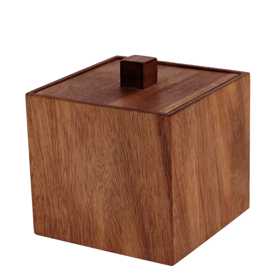 Scatola di cotone in legno d'acacia (H10 cm) Lina Marrone