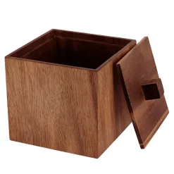 Scatola di cotone in legno d'acacia (H10 cm) Lina Marrone