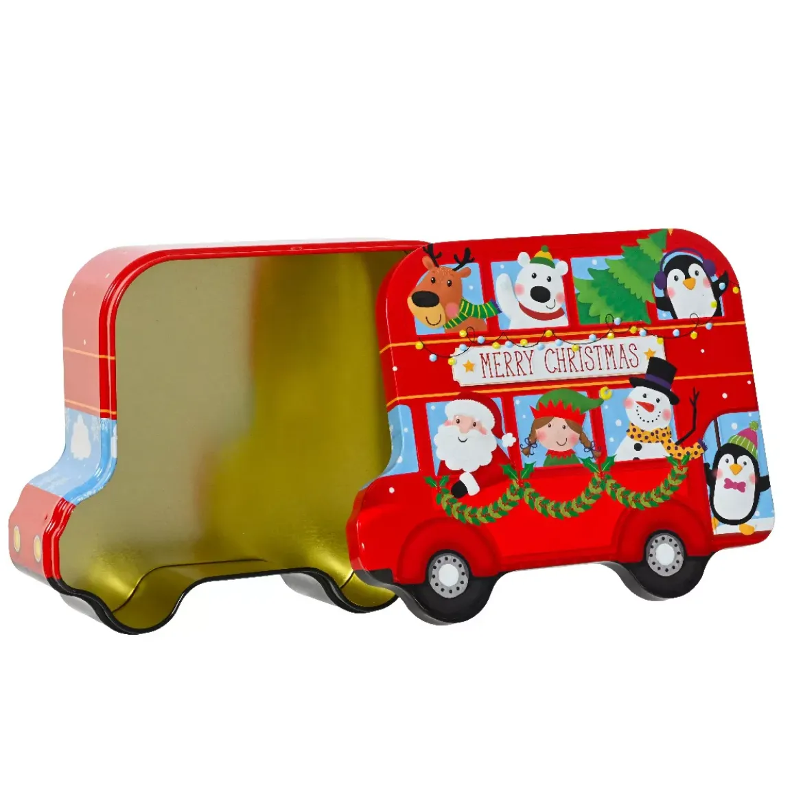 Scatola di metallo per la conservazione Bus di Natale Multicolore