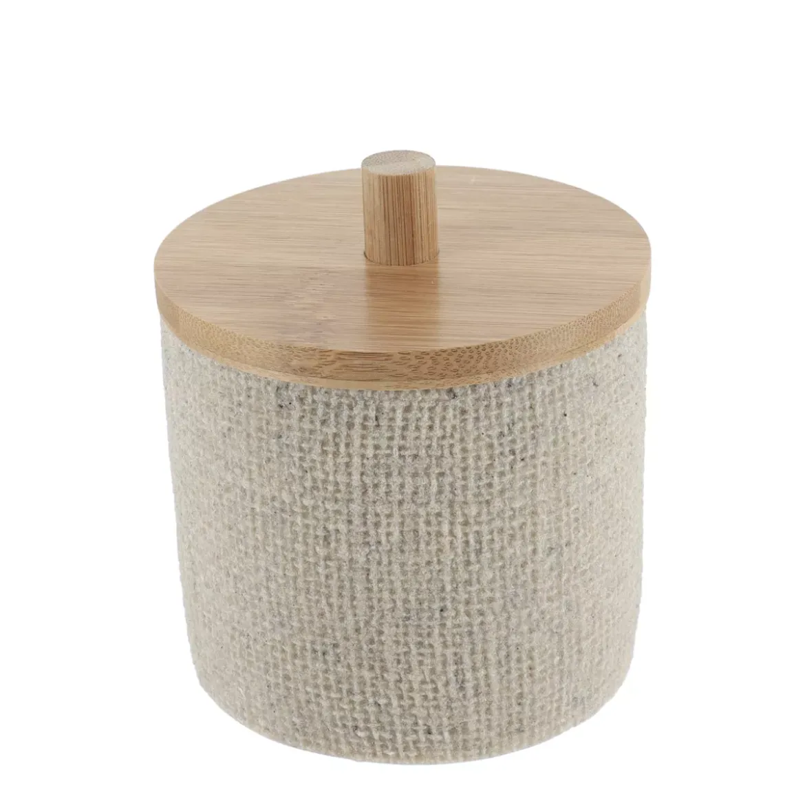 Scatola per cotone con coperchio (D10 cm) Effetto Maille Beige