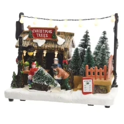 Scena della vita illuminata Mercato di Natale a pile