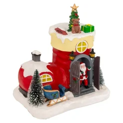 Scena di vita animata e musicale (H22 cm) Stivale di Babbo Natale