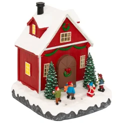 Scena di vita illuminata e animata (H18 cm) Babbo Natale e bambini