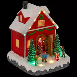 Scena di vita illuminata e animata (H18 cm) Babbo Natale e bambini