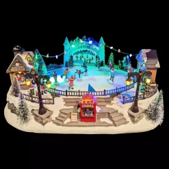 Scena di vita illuminata e musicale Pista di patinaggio esterna